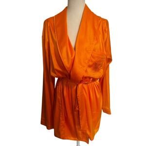 Savage X Fenty Satin Robe Orange Medium Belted Loungewear Size Medium